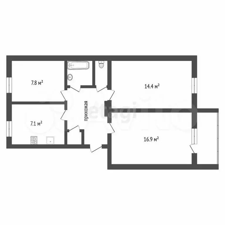 5-к. квартира, 59 м, 5/5 эт. - Фото 0