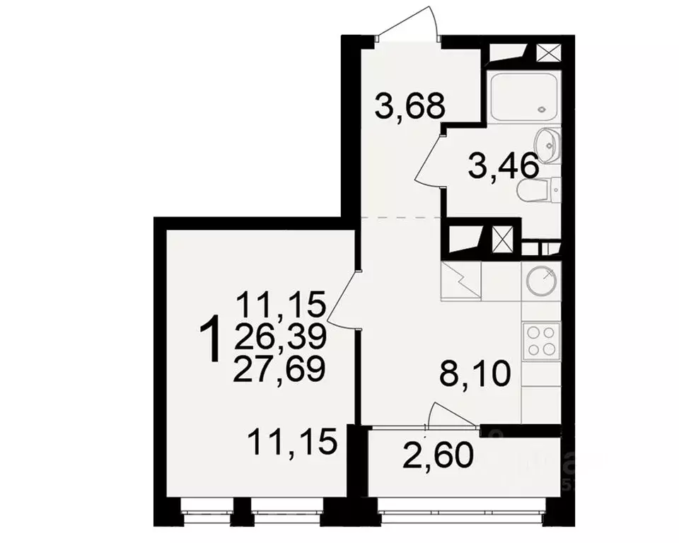 1-к кв. Рязанская область, Рязань ул. Чкалова (26.39 м) - Фото 1