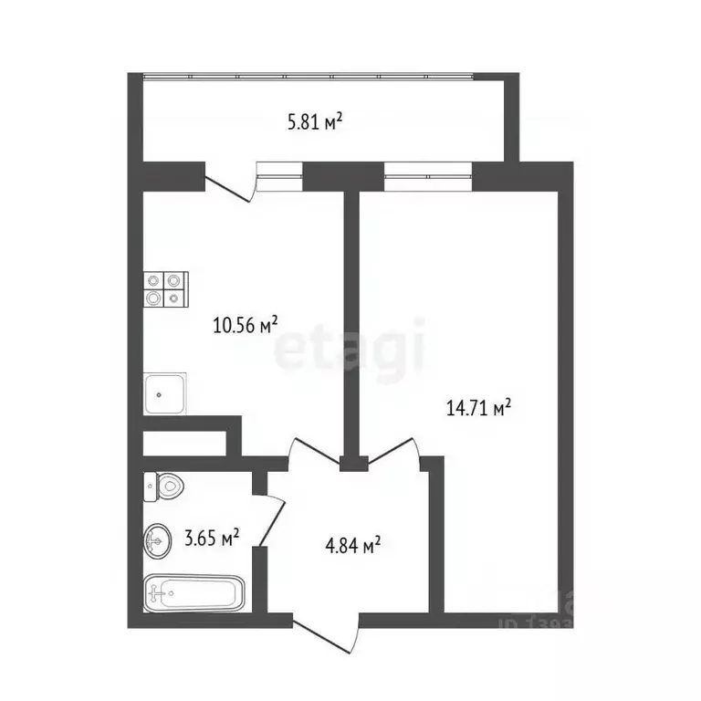 1-к кв. Тюменская область, Тюмень ул. Раушана Абдуллина, 2к1 (33.9 м) - Фото 2