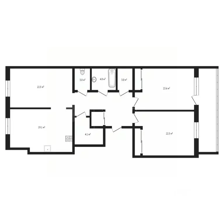 3-к кв. Тюменская область, Тюмень Комсомольская ул., 13 (119.3 м) - Фото 1