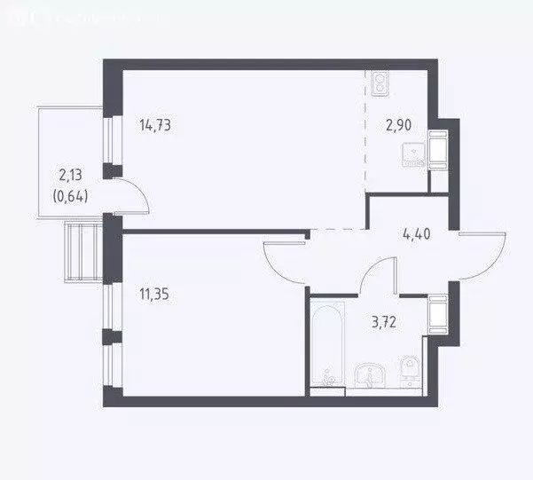 1-комнатная квартира: деревня Коробово, Взлётная улица, 3 (37 м) - Фото 1