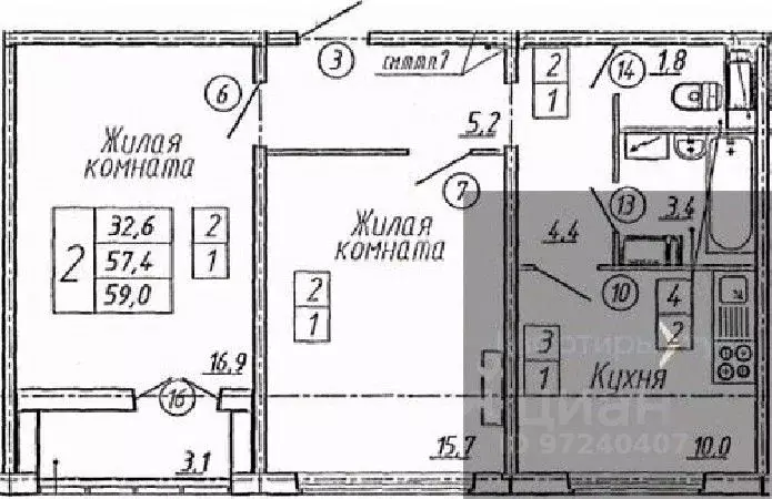 2-к кв. Воронежская область, Воронеж Ленинградская ул., 26 (59.0 м) - Фото 0