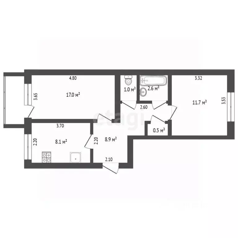 2-к кв. Забайкальский край, Чита ул. Анохина, 21 (51.6 м) - Фото 1
