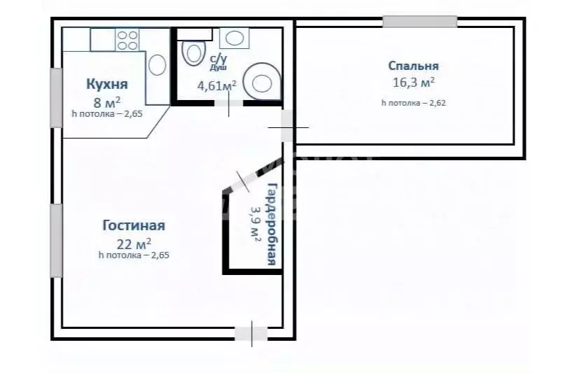 2-к кв. Московская область, Видное ул. Павла Федоровича Гаевского, 16Б ... - Фото 1