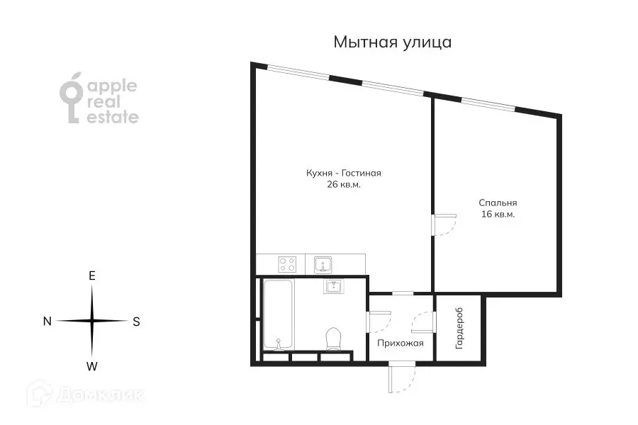 Продаётся 1-к квартира, 53 м - Фото 1