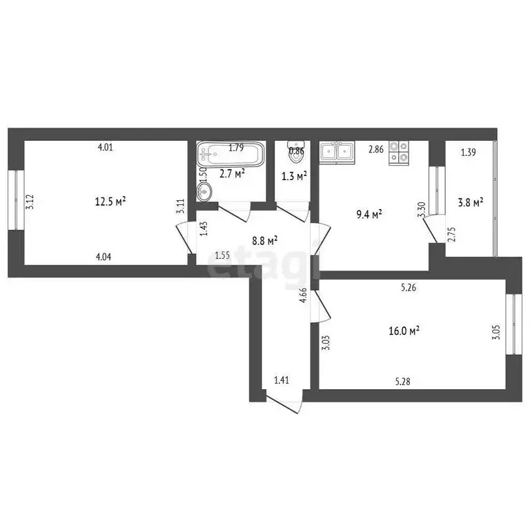 2-комнатная квартира: Мариинский, Хвойная улица, 12 (53.9 м) - Фото 0