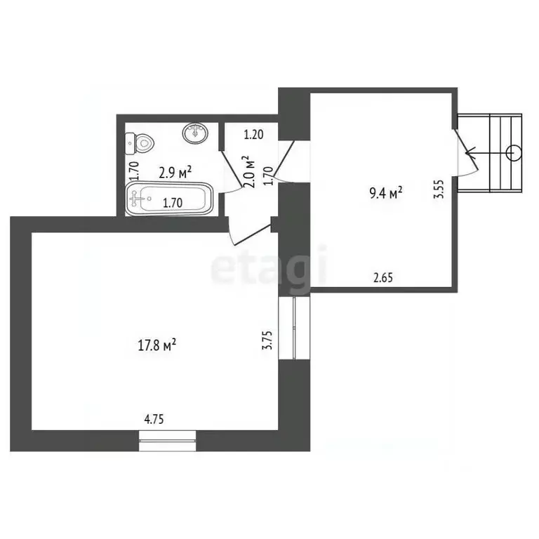 1-к кв. Калининградская область, Черняховск Садовая ул., 31 (32.0 м) - Фото 2