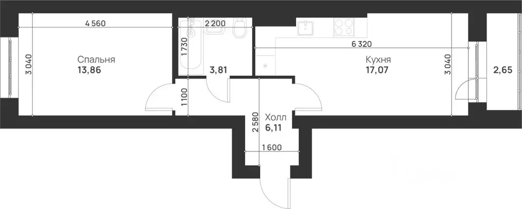 1-к кв. Тульская область, Тула Новая Тула мкр,  (43.5 м) - Фото 1