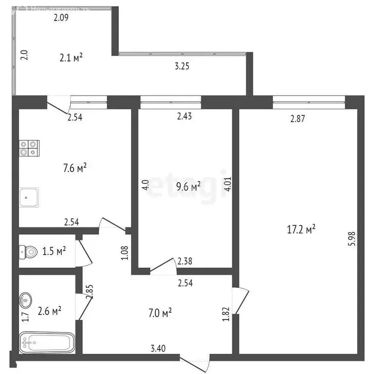 2-комнатная квартира: Стерлитамак, улица Карла Маркса, 152 (83 м) - Фото 1