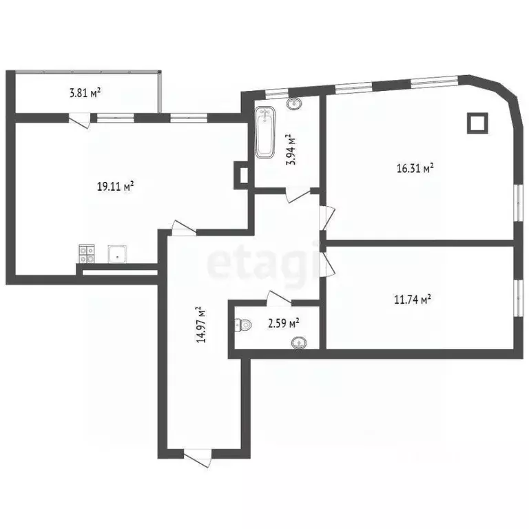 2-к кв. Воронежская область, Воронеж Багряная ул., 16/1 (68.3 м) - Фото 1