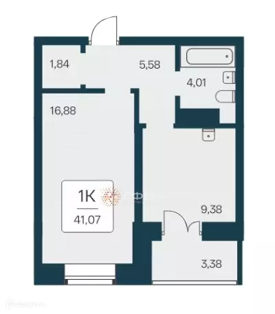 Продаётся 1-к квартира, 41.07 м - Фото 0