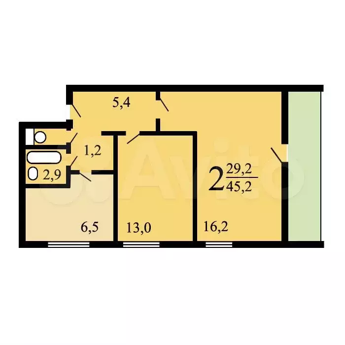 Аукцион: 2-к. квартира, 45,1 м, 1/9 эт. - Фото 0