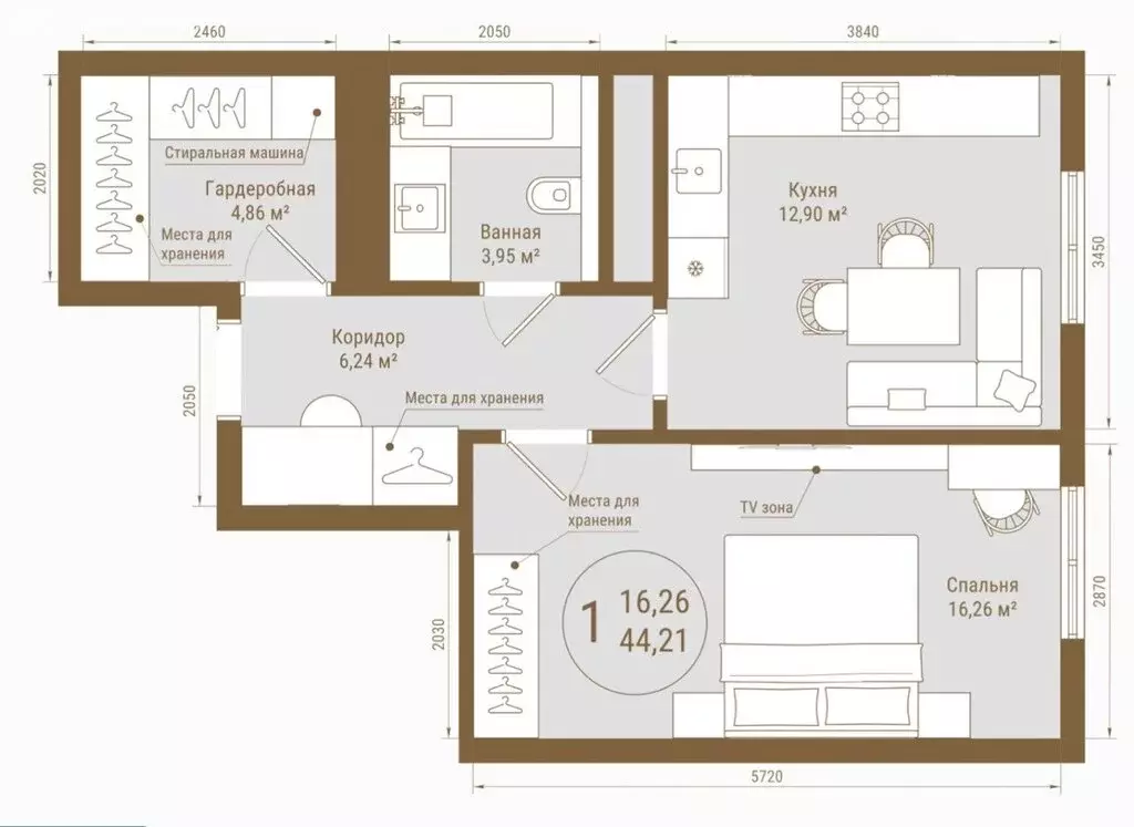 1-комнатная квартира: Уфа, проспект Октября, 75 (44 м) - Фото 0
