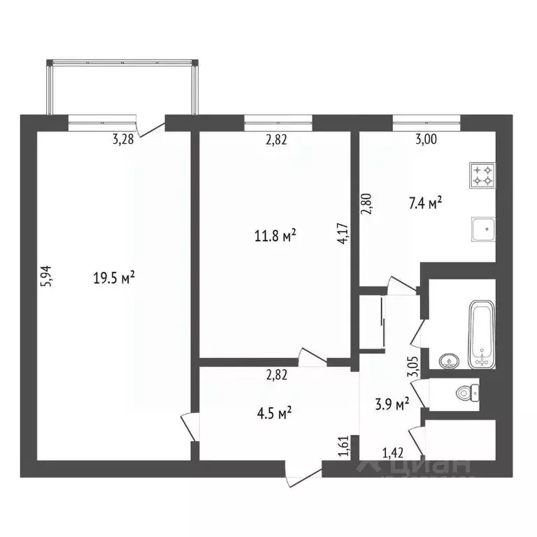 2-к кв. Амурская область, Благовещенск ул. Шимановского, 5 (53.0 м) - Фото 1