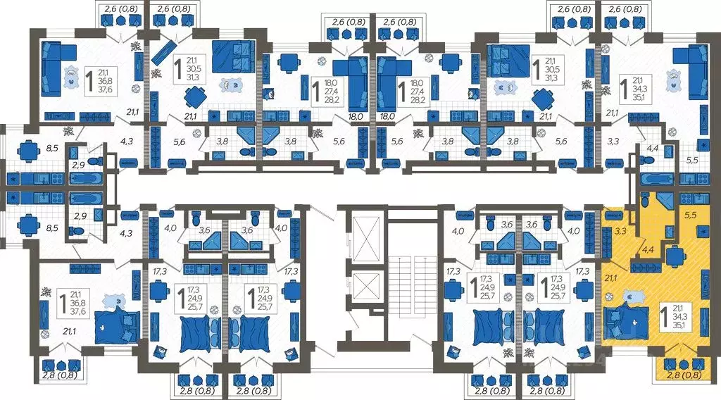 Студия Краснодарский край, Сочи ул. Искры, 88с7 (35.1 м) - Фото 1