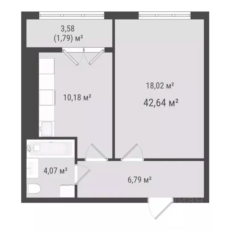 1-к кв. Сахалинская область, Южно-Сахалинск Хомутово п/р,  (40.85 м) - Фото 0