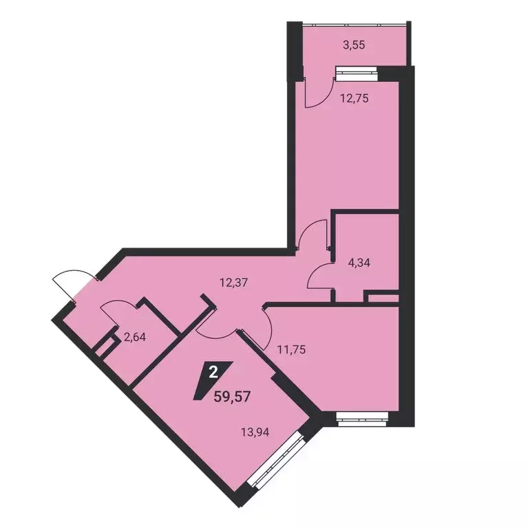 2-комнатная квартира: Екатеринбург, улица Громова, 26 (59.57 м) - Фото 1