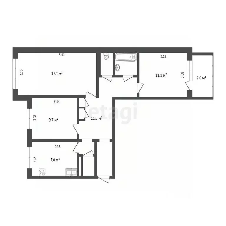 3-к кв. Псковская область, Псков Рижский просп., 67 (64.9 м) - Фото 1