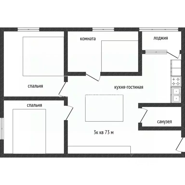 3-к кв. Краснодарский край, Краснодар ул. Стасова, 153 (70.3 м) - Фото 2