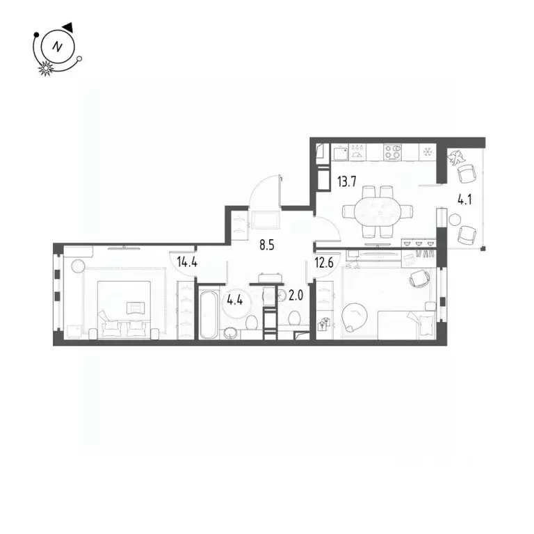 2-к кв. Санкт-Петербург пос. Шушары, ул. Чудовская, 14к1 (56.4 м) - Фото 2