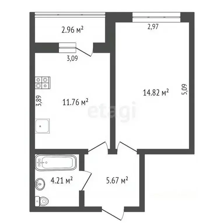 1-к кв. Новосибирская область, Новосибирск 1-я Шоссейная ул., 54 (38.0 ... - Фото 0