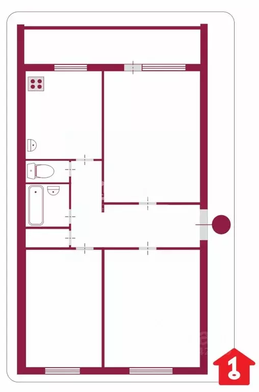 3-к кв. Омская область, Омск ул. Химиков, 12 (63.0 м) - Фото 1