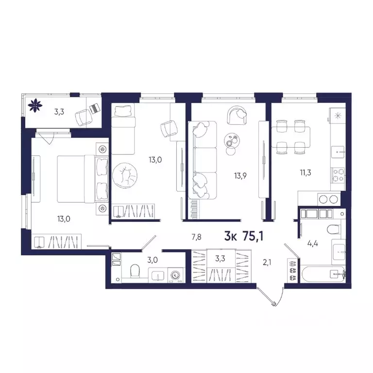 3-к кв. Пензенская область, Пензенский район, Мичуринский сельсовет, ... - Фото 1