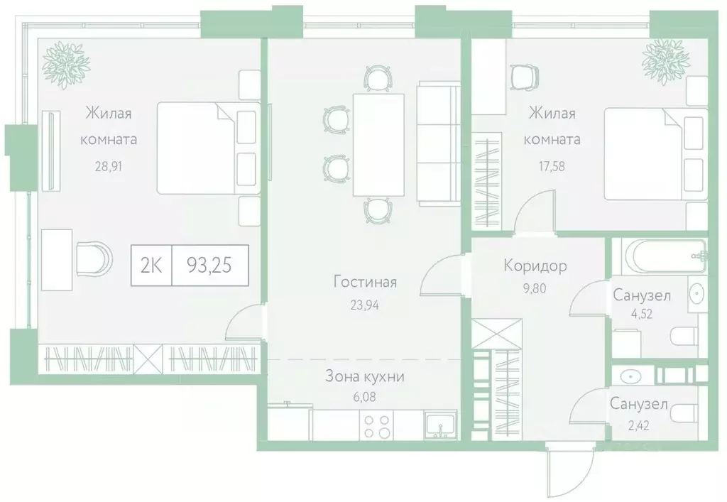 2-к кв. Хабаровский край, Хабаровск Доступный пер., 14 (93.25 м) - Фото 1