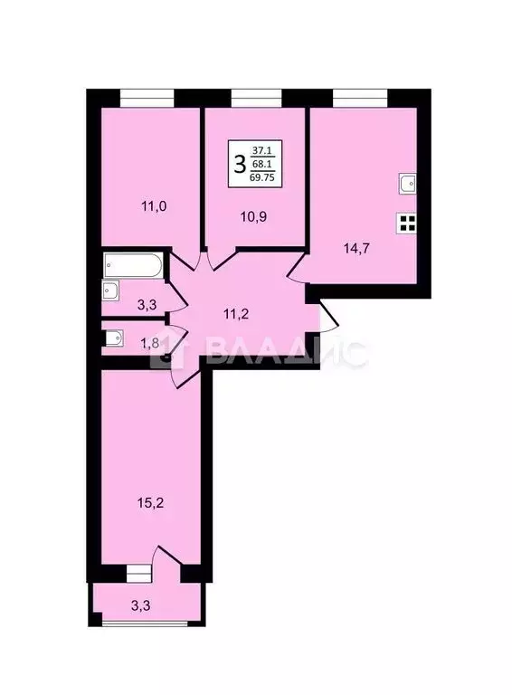 3-комнатная квартира: Суздаль, Советская улица, 56 (69.75 м) - Фото 0