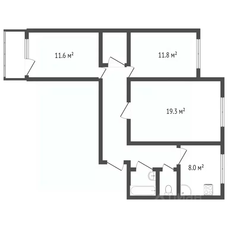 3-к кв. Воронежская область, Воронеж Минская ул., 49 (67.4 м) - Фото 2