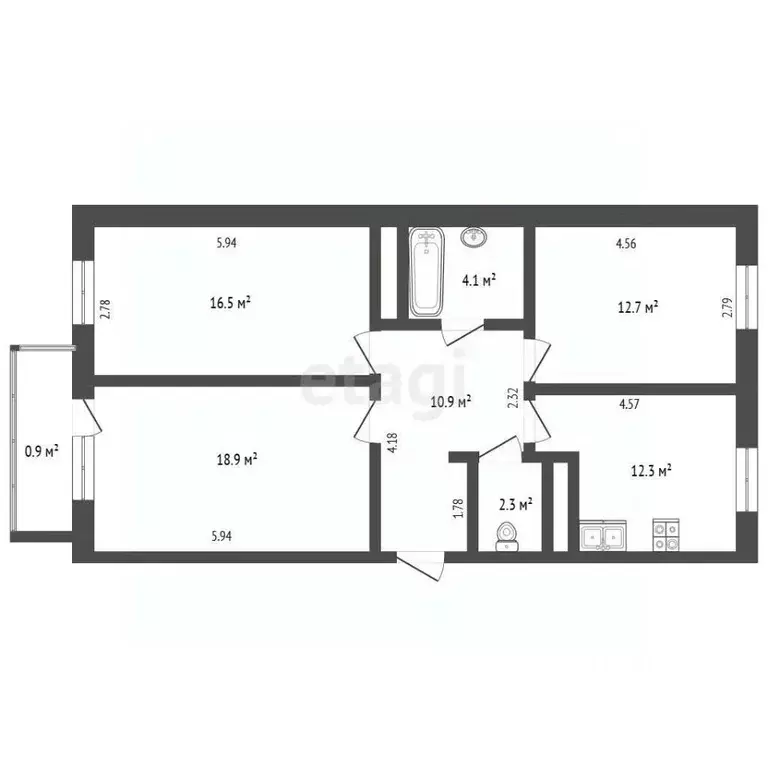3-к кв. Ямало-Ненецкий АО, Новый Уренгой Созидателей мкр, 4/1 (71.1 м) - Фото 2