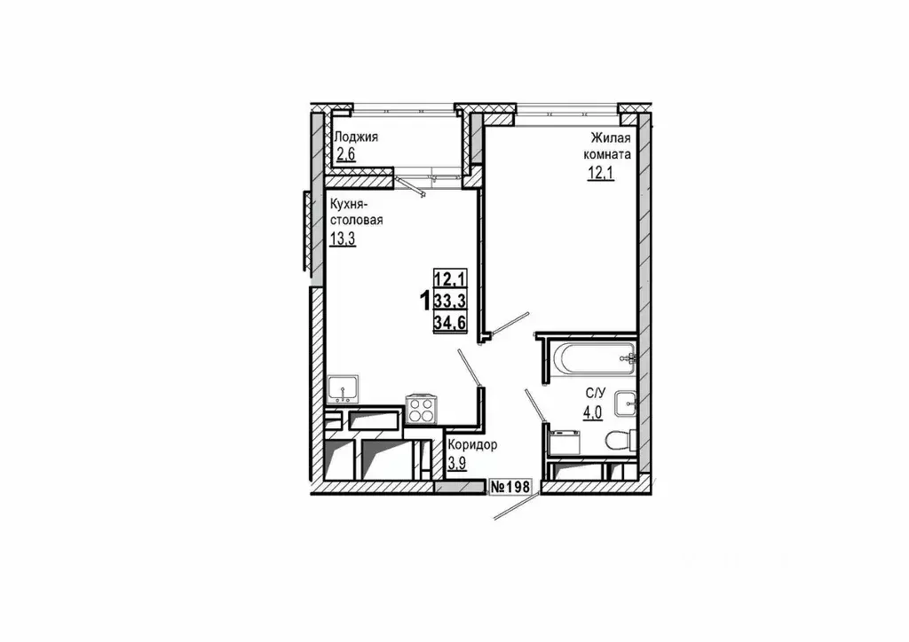 1-к кв. Нижегородская область, Дзержинск ул. Маяковского, 35Б (34.6 м) - Фото 2