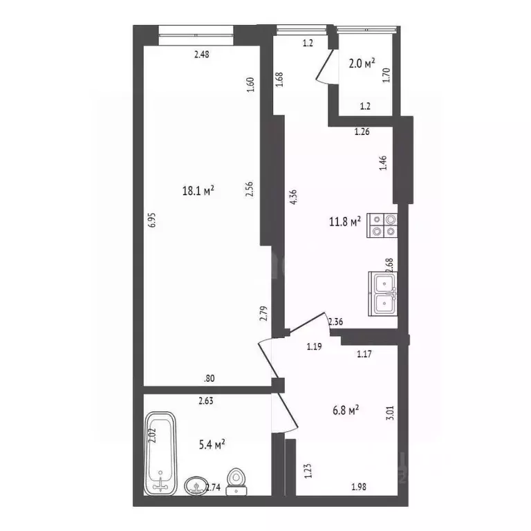 1-к кв. Севастополь просп. Античный, 26к3 (44.1 м) - Фото 2
