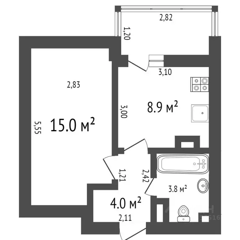 1-к кв. Ульяновская область, Ульяновск ул. Минаева, 48А (30.0 м) - Фото 2