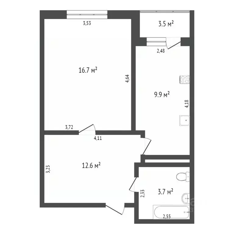 1-к кв. Тюменская область, Тюмень Широтная ул., 189к1 (45.1 м) - Фото 2