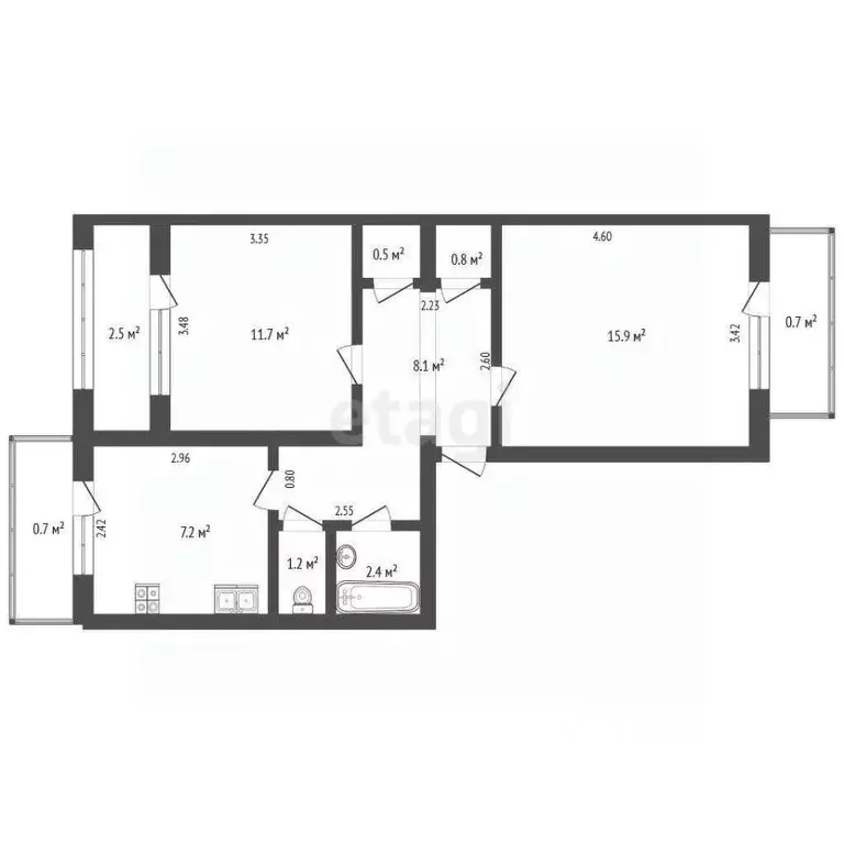 2-к кв. Крым, Феодосия ул. Одесская, 2 (48.1 м) - Фото 1