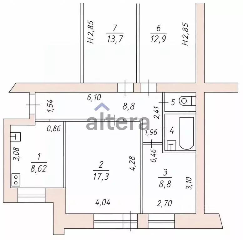 4-к кв. Татарстан, Казань ул. Кулахметова, 25к1 (74.5 м) - Фото 2