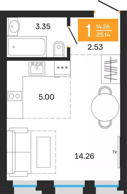 1-к кв. Башкортостан, Уфа ул. Нуриманова (25.14 м) - Фото 1