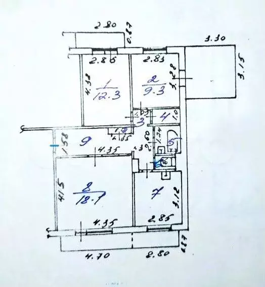 3-к. квартира, 64,7 м, 9/9 эт. - Фото 0