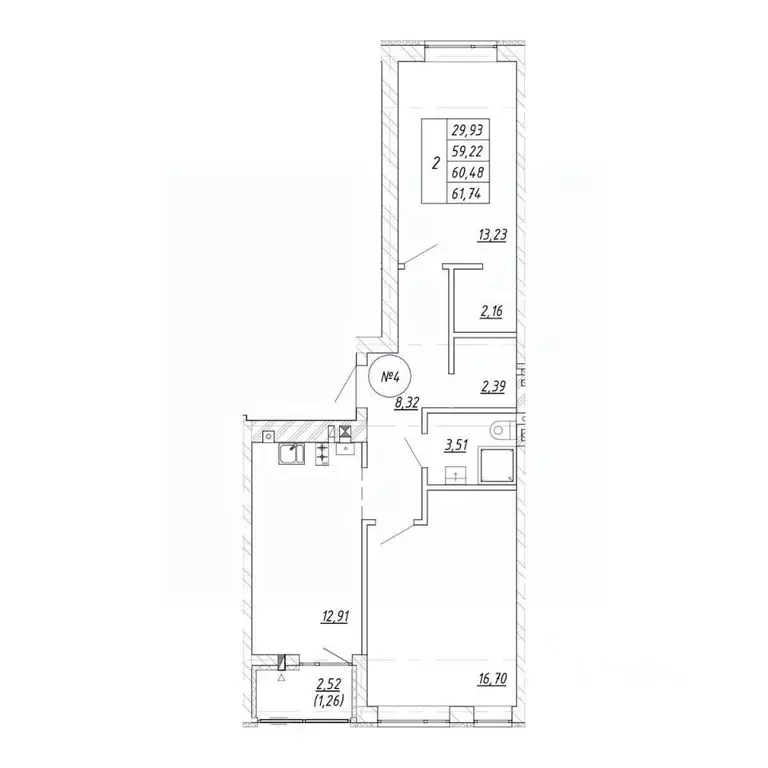 2-к кв. Калининградская область, Зеленоградск  (61.74 м) - Фото 1
