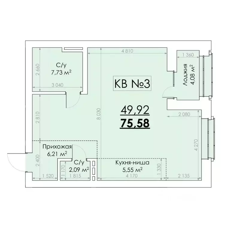 2-к кв. Новосибирская область, Новосибирск ул. Сеченова, 13 (75.58 м) - Фото 0