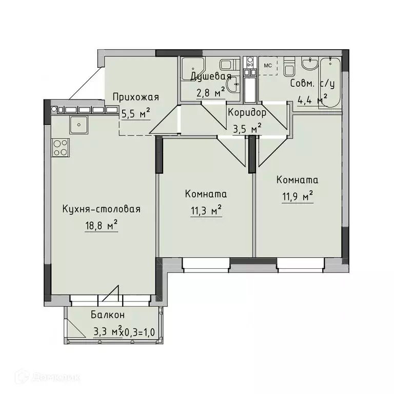 Продаётся 2-к квартира, 59.16 м - Фото 0
