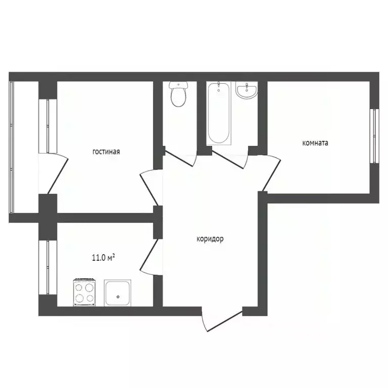 2-к кв. Воронежская область, Воронеж Троицкий кв-л, Олимпийский ... - Фото 2