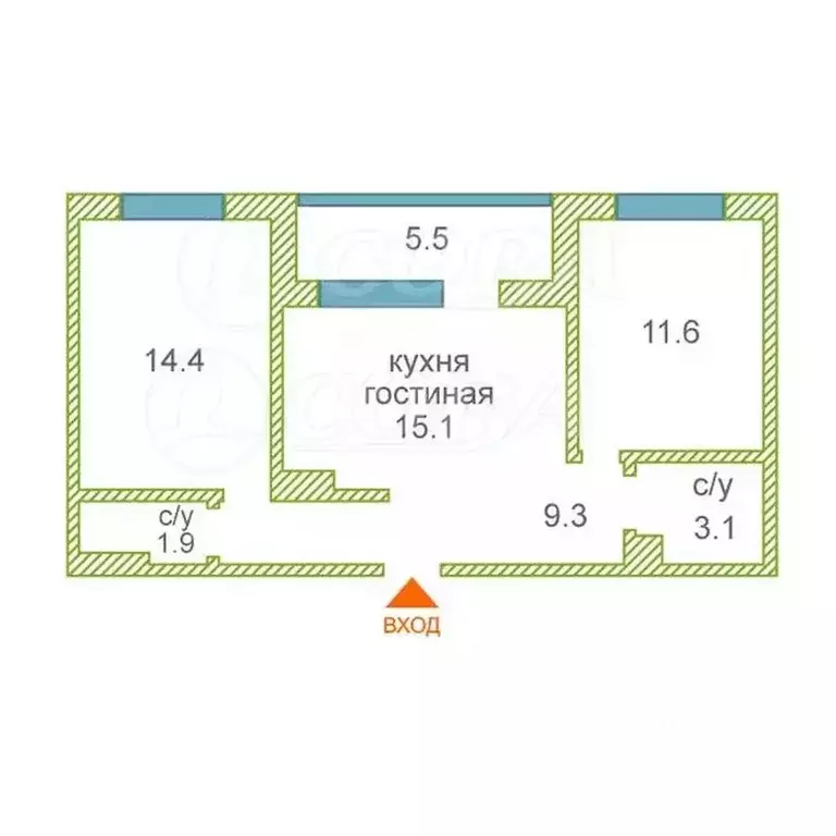 2-к кв. Тюменская область, Тюмень ул. Сергея Свиридова, 7 (60.5 м) - Фото 2