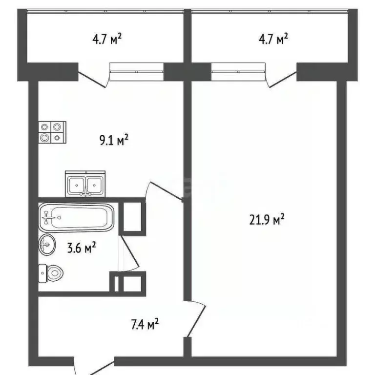 1-к кв. Костромская область, Кострома ул. Олега Юрасова, 1 (42.0 м) - Фото 1