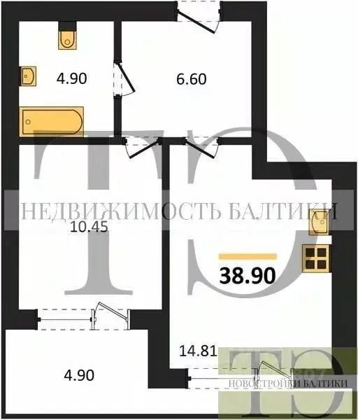 1-к кв. Калининградская область, Янтарный пгт ул. Советская (38.9 м) - Фото 0