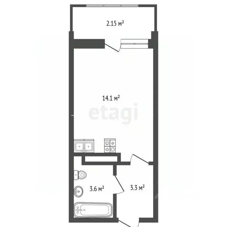 Студия Краснодарский край, Анапа Таманская ул., 121к14 (25.0 м) - Фото 2