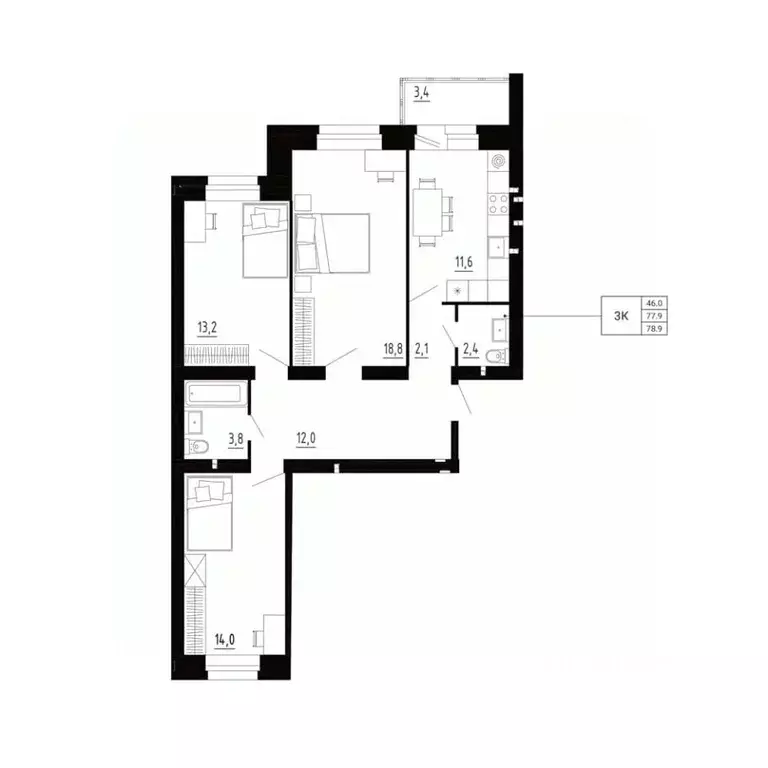 3-к кв. Орловская область, Орловский район, д. Образцово, Первый мкр  ... - Фото 0