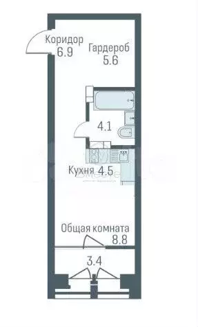 Квартира-студия, 29,9 м, 10/24 эт. - Фото 0