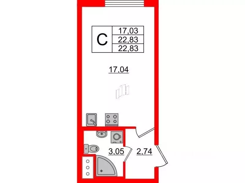 Студия Санкт-Петербург просп. Крузенштерна, 4 (23.3 м) - Фото 0